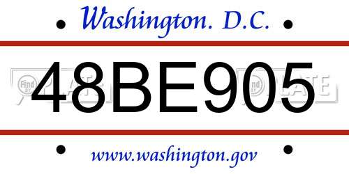 48BE905 District Of Columbia License Plate