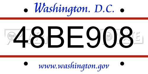 48BE908 District Of Columbia License Plate