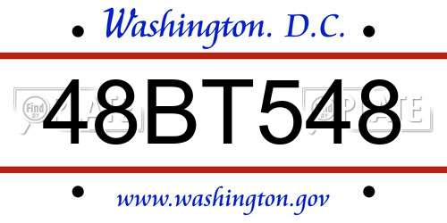 48BT548 District Of Columbia License Plate