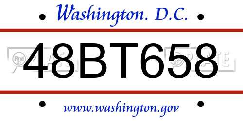 48BT658 District Of Columbia License Plate