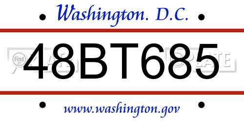 48BT685 District Of Columbia License Plate