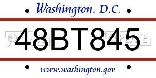 48BT845 District Of Columbia License Plate