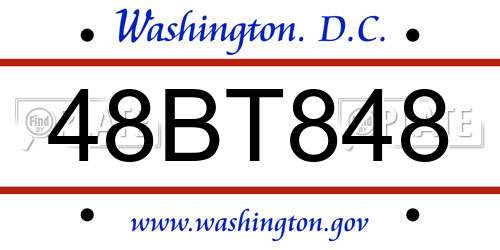 48BT848 District Of Columbia License Plate