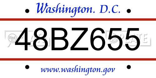 48BZ655 District Of Columbia License Plate
