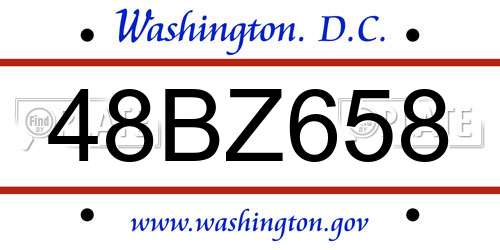 48BZ658 District Of Columbia License Plate