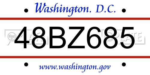 48BZ685 District Of Columbia License Plate