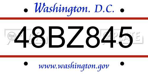 48BZ845 District Of Columbia License Plate