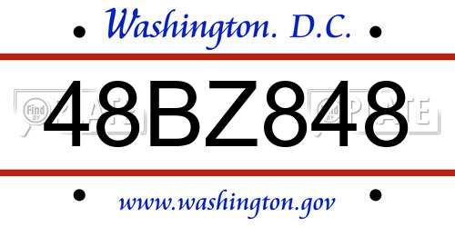 48BZ848 District Of Columbia License Plate