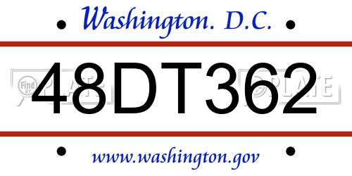 48DT362 District Of Columbia License Plate