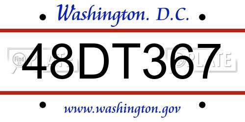 48DT367 District Of Columbia License Plate