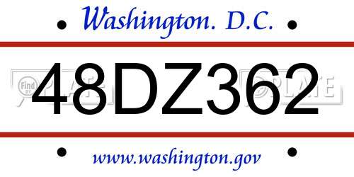 48DZ362 District Of Columbia License Plate