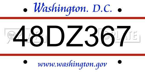 48DZ367 District Of Columbia License Plate