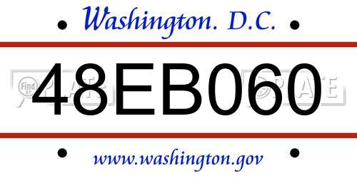 48EB060 District Of Columbia License Plate