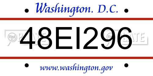48EI296 District Of Columbia License Plate