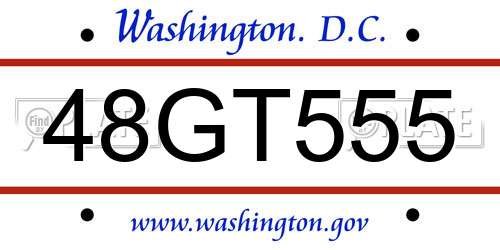 48GT555 District Of Columbia License Plate