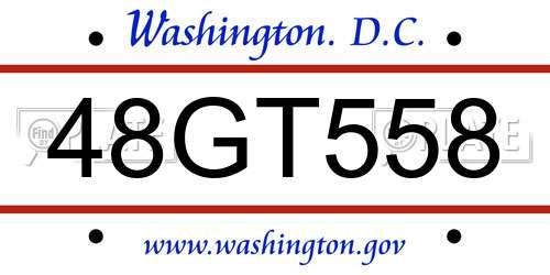 48GT558 District Of Columbia License Plate