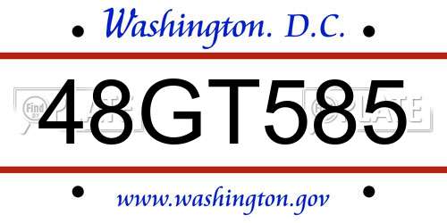 48GT585 District Of Columbia License Plate