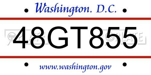 48GT855 District Of Columbia License Plate