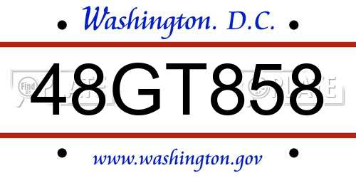 48GT858 District Of Columbia License Plate