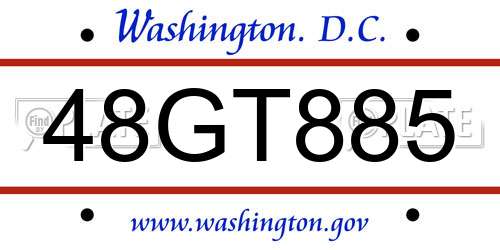 48GT885 District Of Columbia License Plate