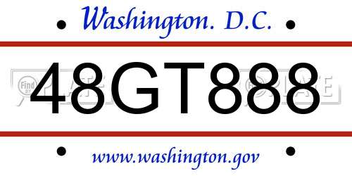 48GT888 District Of Columbia License Plate