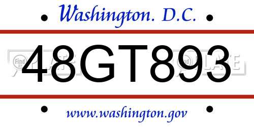 48GT893 District Of Columbia License Plate