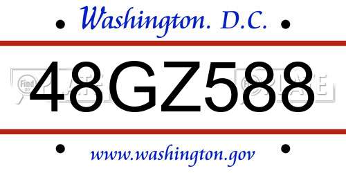48GZ588 District Of Columbia License Plate