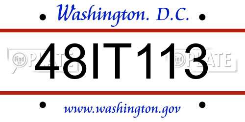 48IT113 District Of Columbia License Plate