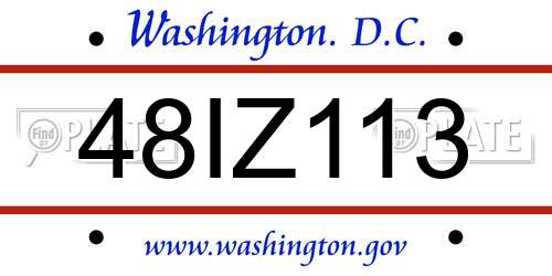 48IZ113 District Of Columbia License Plate