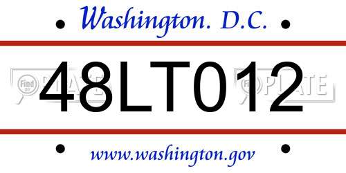 48LT012 District Of Columbia License Plate