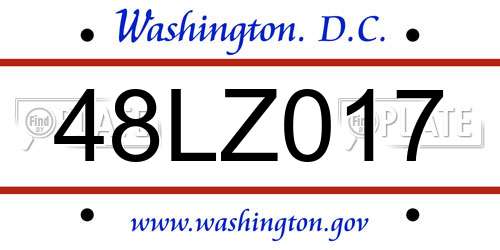 48LZ017 District Of Columbia License Plate