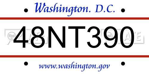 48NT390 District Of Columbia License Plate