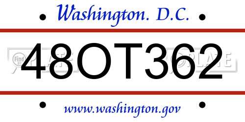 48OT362 District Of Columbia License Plate