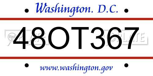 48OT367 District Of Columbia License Plate