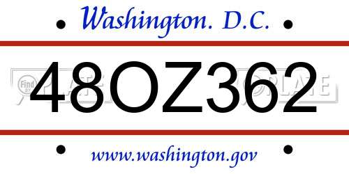 48OZ362 District Of Columbia License Plate