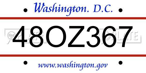 48OZ367 District Of Columbia License Plate