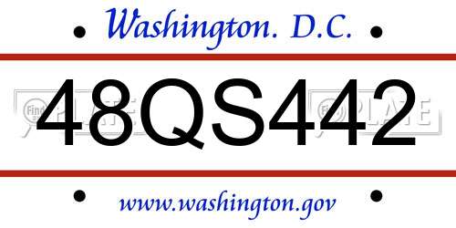 48QS442 District Of Columbia License Plate