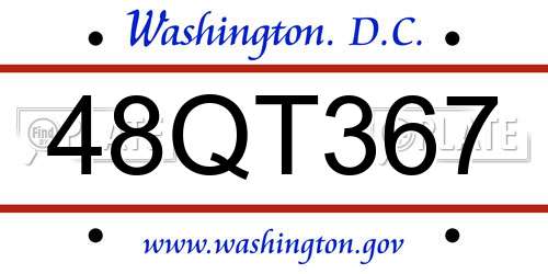 48QT367 District Of Columbia License Plate