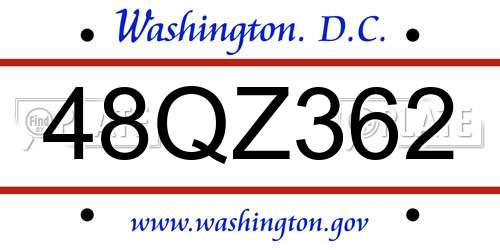 48QZ362 District Of Columbia License Plate
