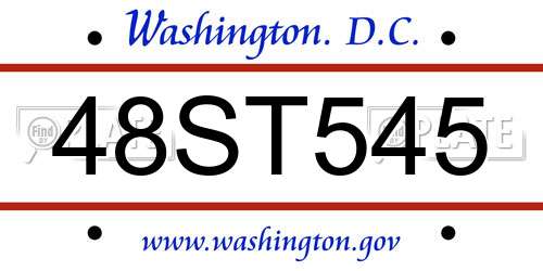 48ST545 District Of Columbia License Plate