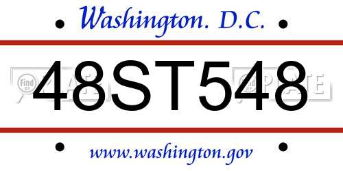 48ST548 District Of Columbia License Plate