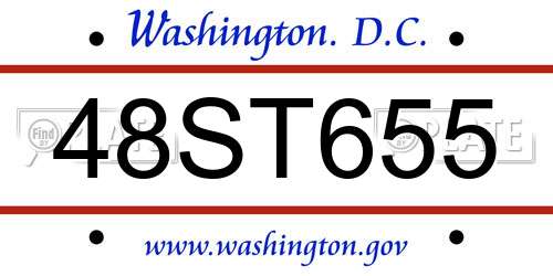 48ST655 District Of Columbia License Plate