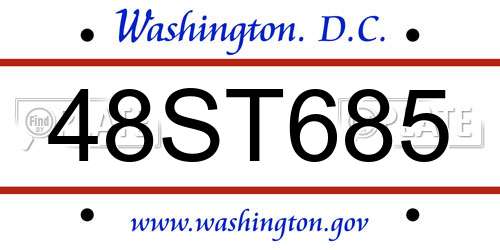 48ST685 District Of Columbia License Plate