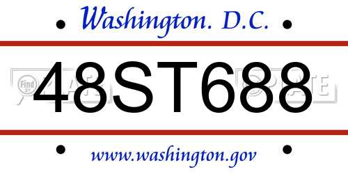 48ST688 District Of Columbia License Plate