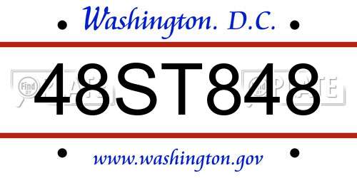 48ST848 District Of Columbia License Plate