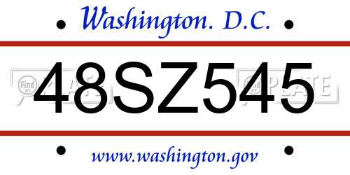 48SZ545 District Of Columbia License Plate