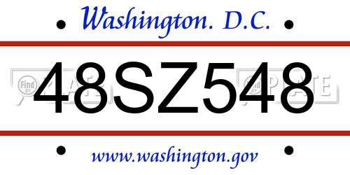 48SZ548 District Of Columbia License Plate