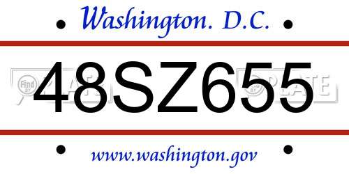 48SZ655 District Of Columbia License Plate