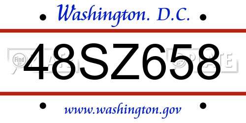 48SZ658 District Of Columbia License Plate