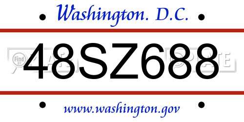 48SZ688 District Of Columbia License Plate